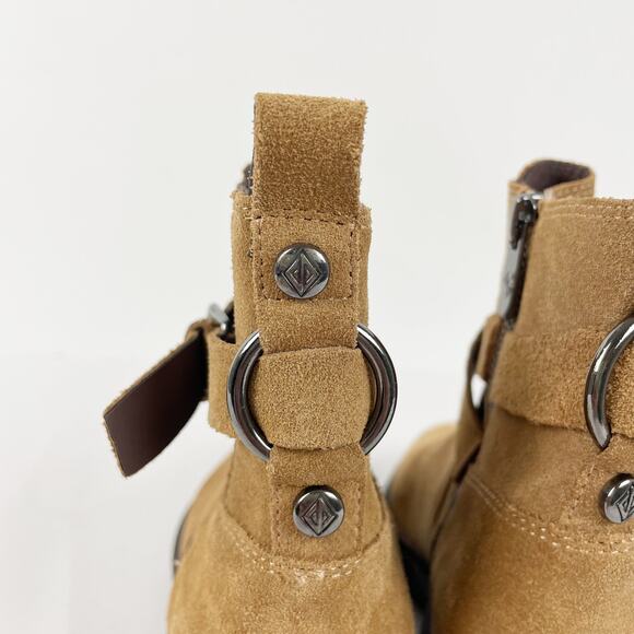 Donald Pliner Womens Savvy Bootie 7 Caramel Tan Brown Buckle Strap Leather NWOB - Picture 8 of 16